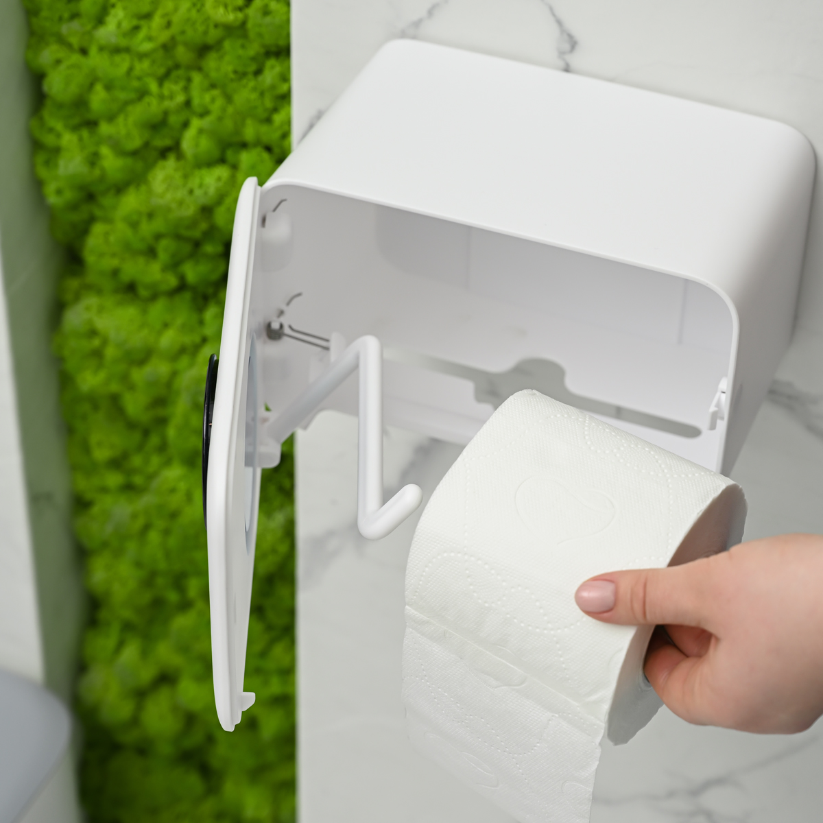 Тримач для туалетного паперу МВМ My Home з отвором для аромасаше 220x149x142 мм (BP-41 WHITE/GRAY) - фото 7