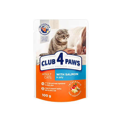 Влажный корм для кошек Club 4 Paws с лососем в желе, 100 г - фото 1