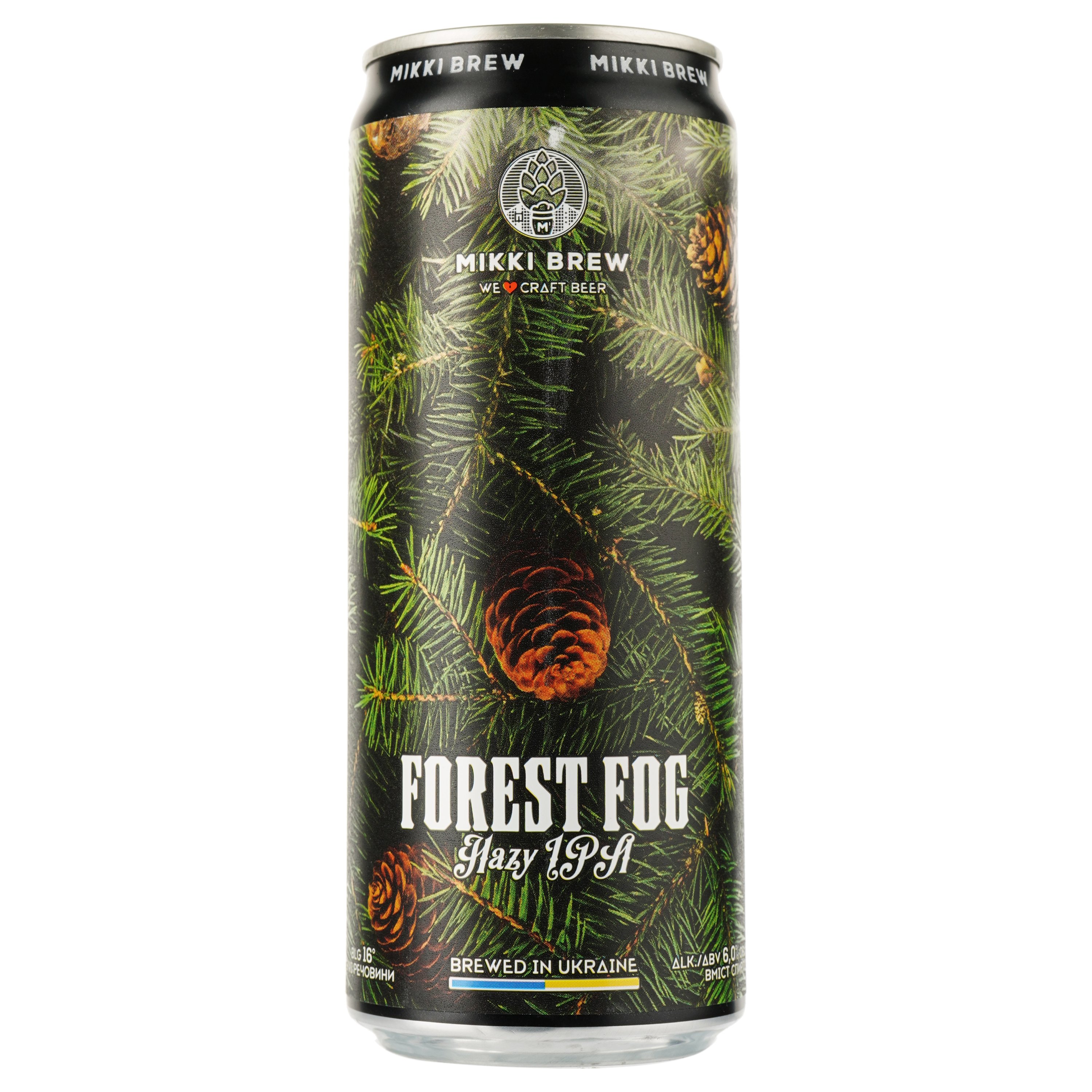 Пиво Mikki Brew Forest Fog, светлое, нефильтрованное, 6%, ж/б, 0,33 л - фото 1