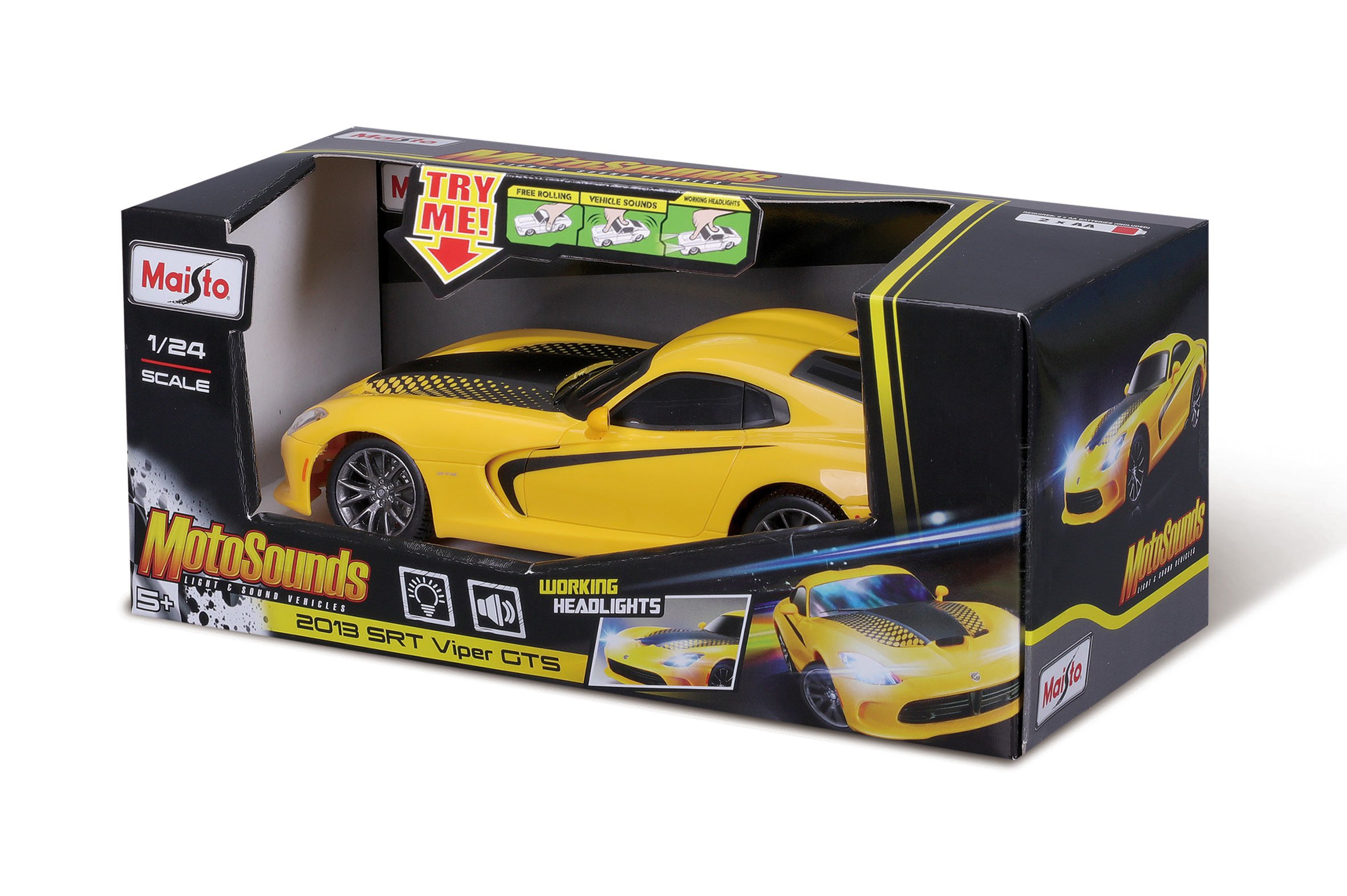 Игровая автомодель Maisto SRT Viper GTS 2013,1:24, желтый (81222 yellow) - фото 3