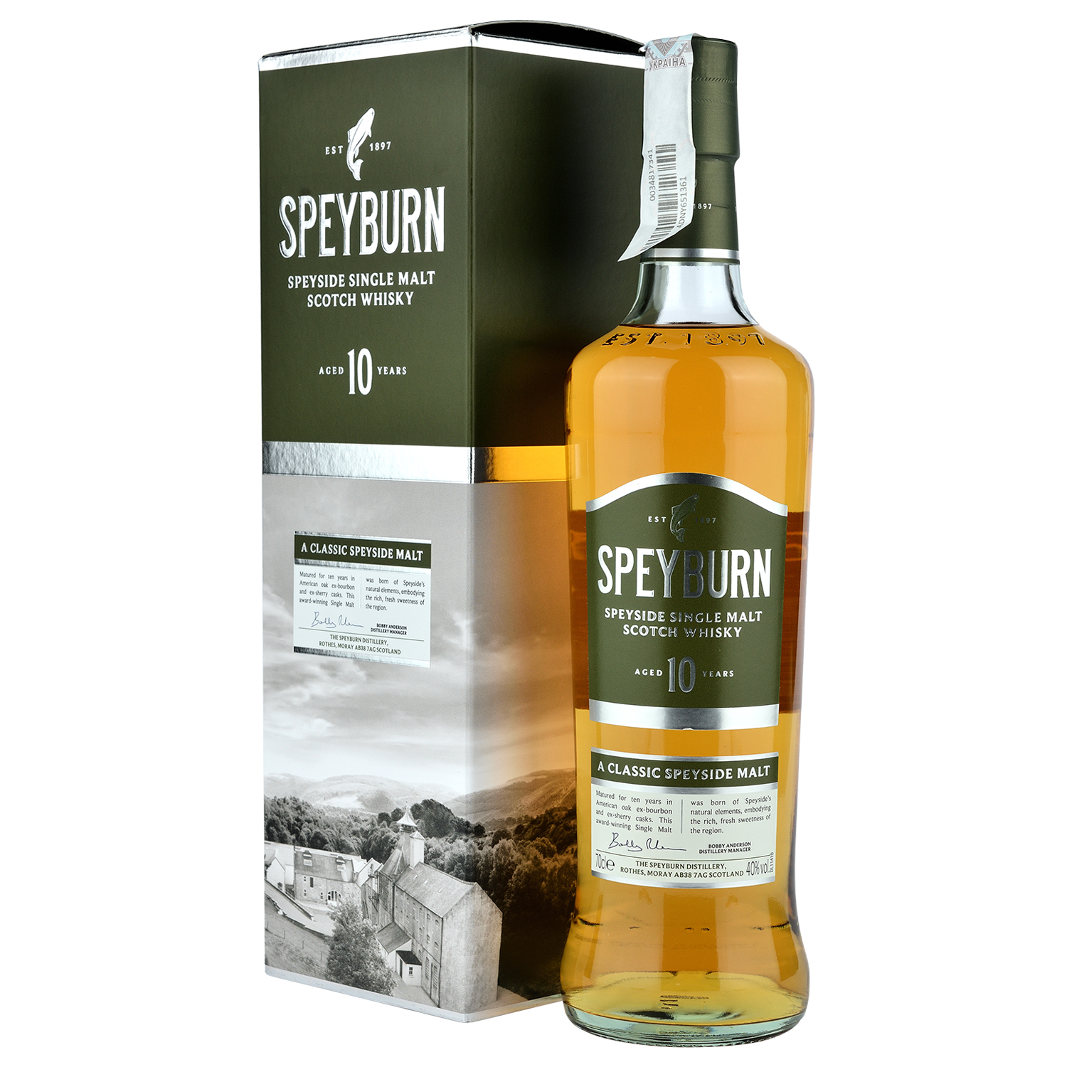 Віскі Speyburn 10 yo Single Malt Scotch Whisky 40% 0.7 л - фото 1