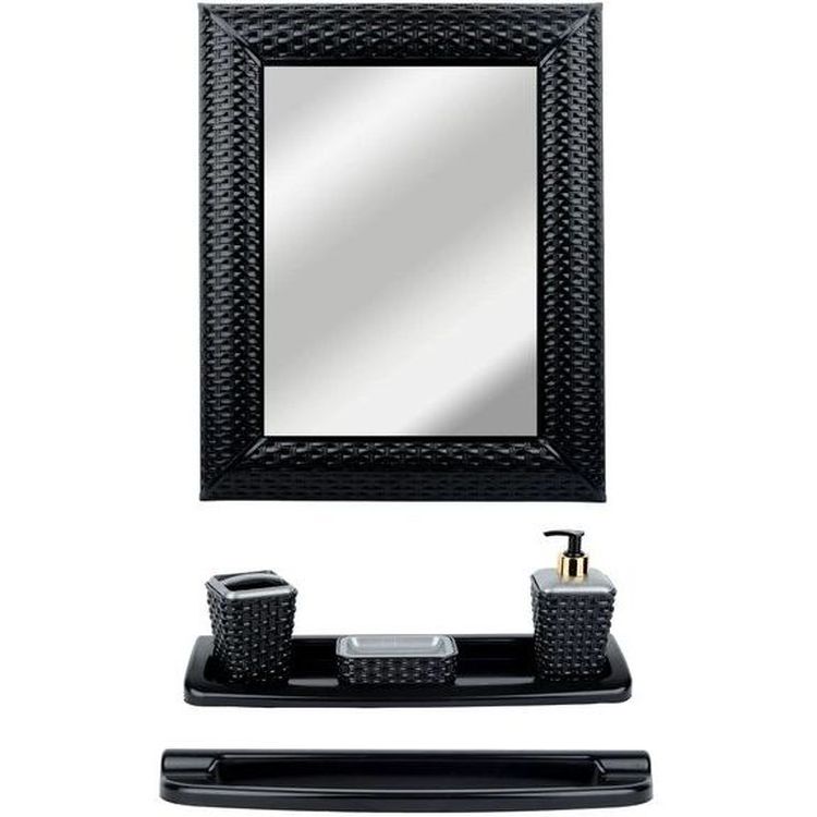 Photos - Bathroom set Violet House Набір  Роттанг Antracite для ванної кімнати з дзеркалом, чорни 