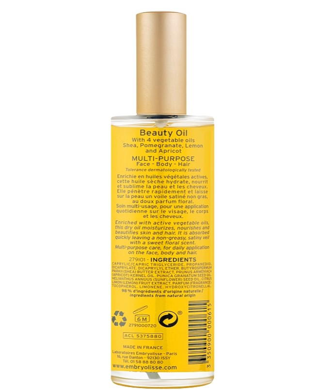 Багатофункціональна олія для обличчя, тіла й волосся Embryolisse Laboratories Beauty Oil 100 мл - фото 4
