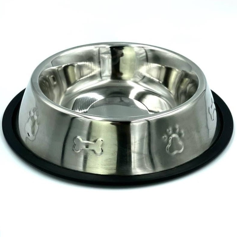 Миска для собак Lucky Star, нековзна, з тисненням, 11,5 см, 150 мл, сріблястий (SWT 2302-1) - фото 1