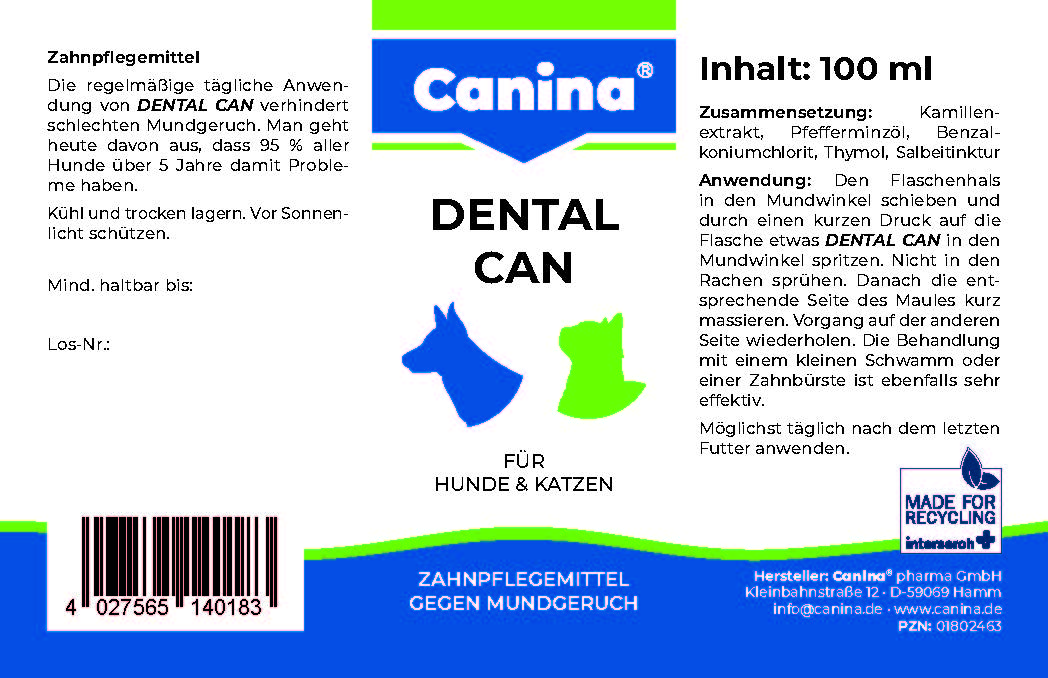 Від запаху з пащі, для здоров'я зубів та ясен для собак Canina Dental Can, 100 мл - фото 2