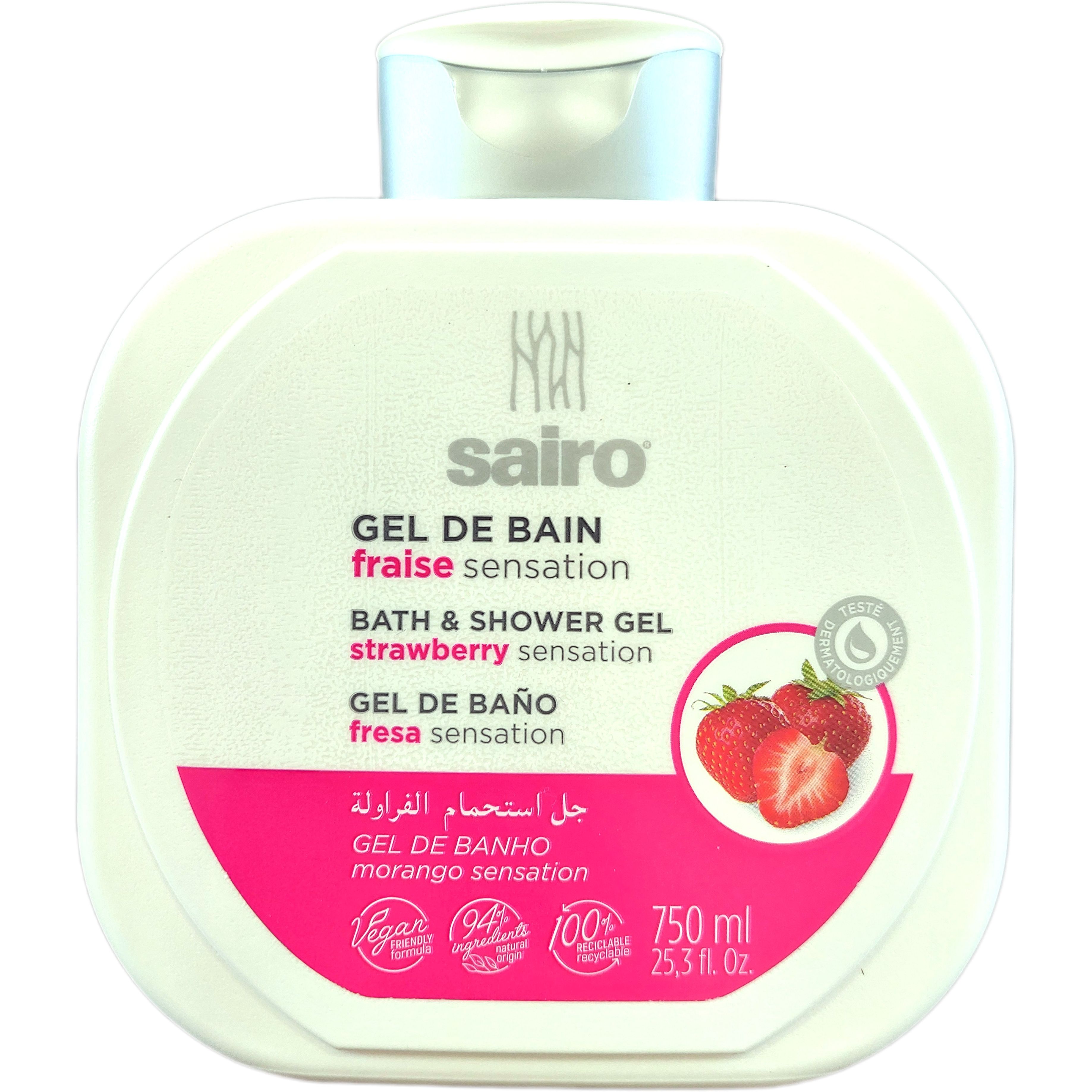 Гель для душу та ванни Sairo Bath & Shower Gel Strawberry Sensation Полуниця 750 мл - фото 1