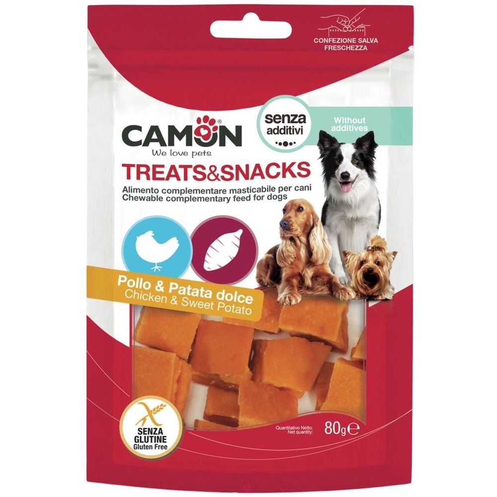 Ласощі для собак Camon Treats & Snacks Кубики з курки та батату 80 г - фото 1
