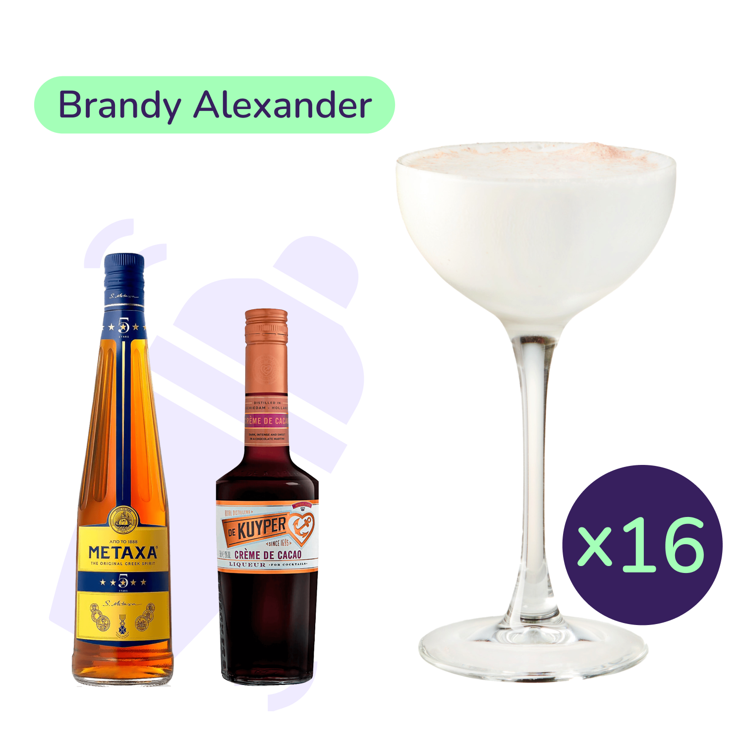 Коктейль Brandy Alexander (набір інгредієнтів) х16 на основі бренді Metaxa - фото 1