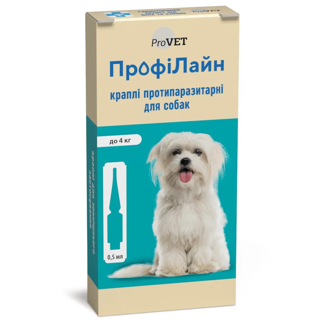 Капли на холку для собак ProVET ПрофиЛайн, от внешних паразитов, до 4 кг, 4 пипетки по 0,5 мл (PR240990) - фото 1