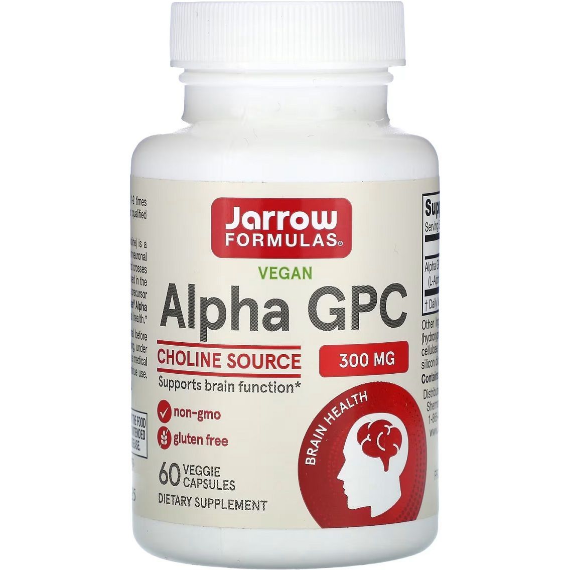 L-альфа гліцерилфосфорілхолін Jarrow Formulas Alpha GPC 300 мг 60 вегетаріанських капсул - фото 1