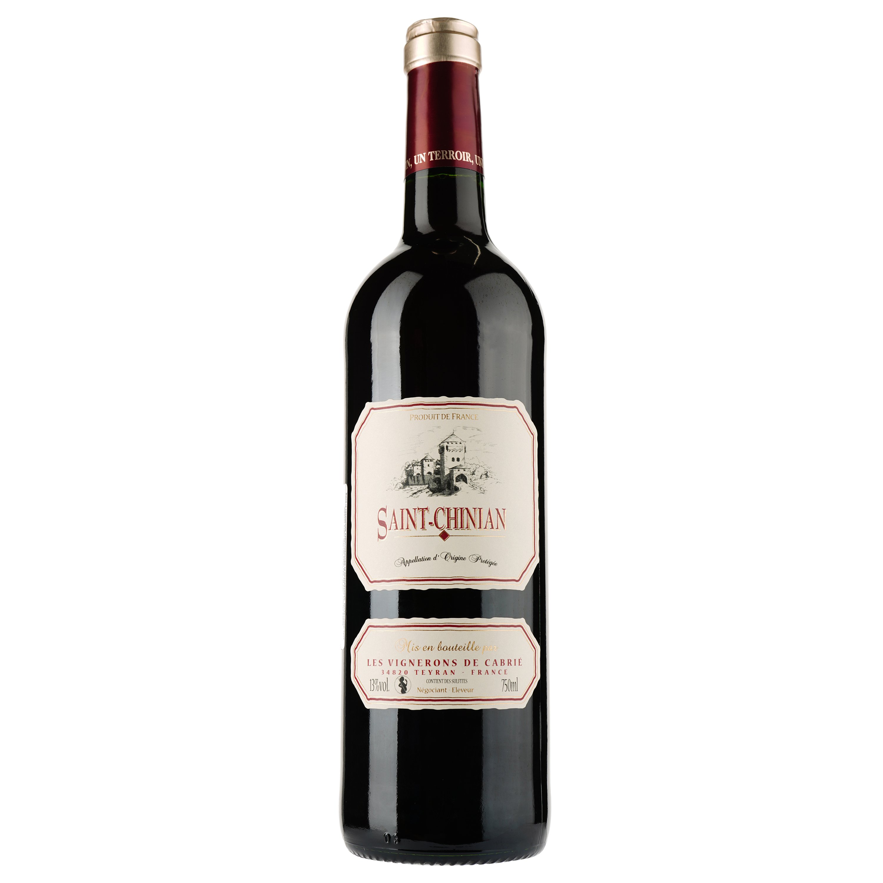 Вино Les Vignerons de Cabrie Rouge AOP Saint Chinian, красное, сухое, 0.75 л - фото 1