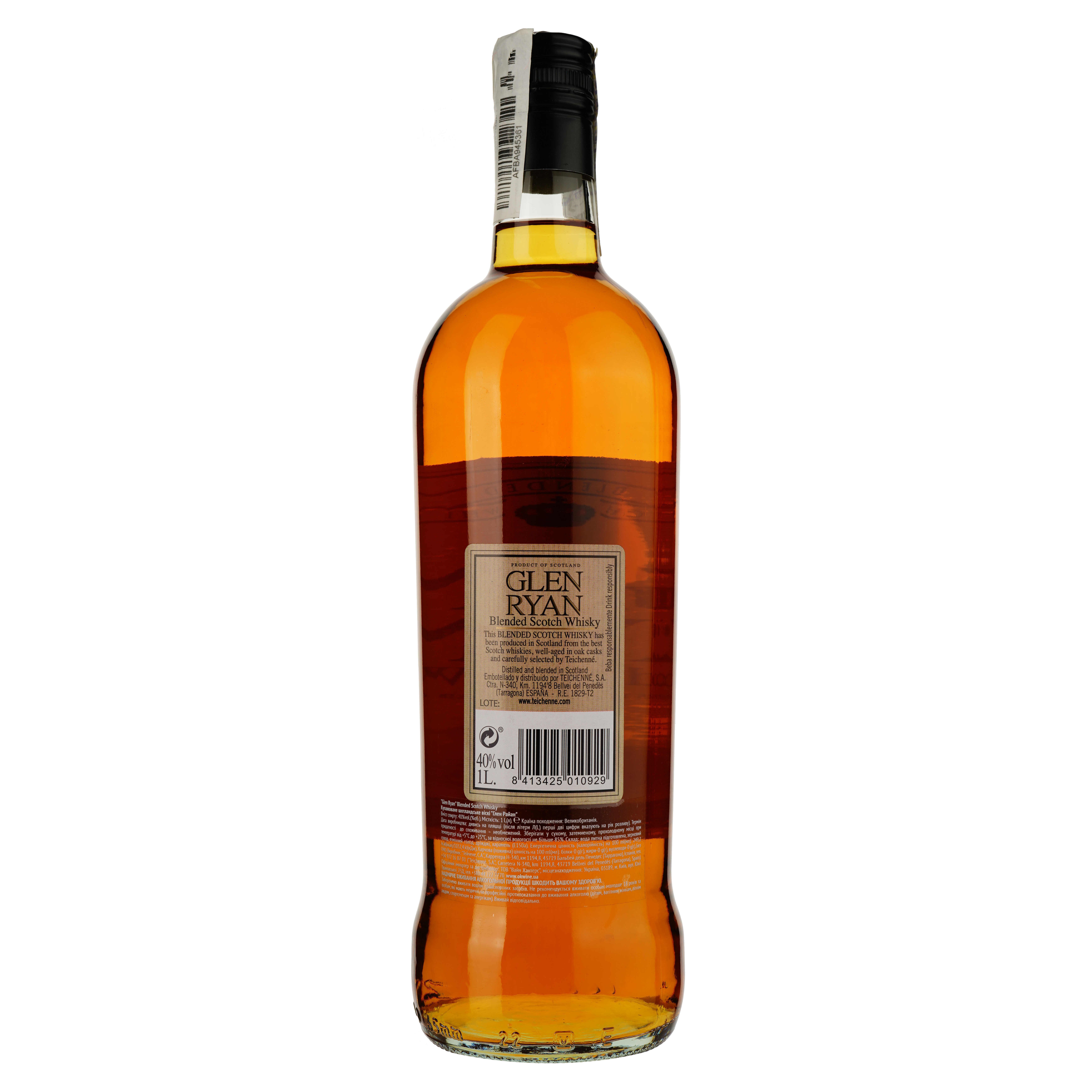 Виски Glen Ryan Blended Scotch Whisky, 40%, 1 л - фото 2