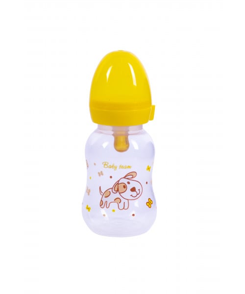 Бутылочка с латексной соской Baby Team 0+, 125 мл, желтый (1300) - фото 1