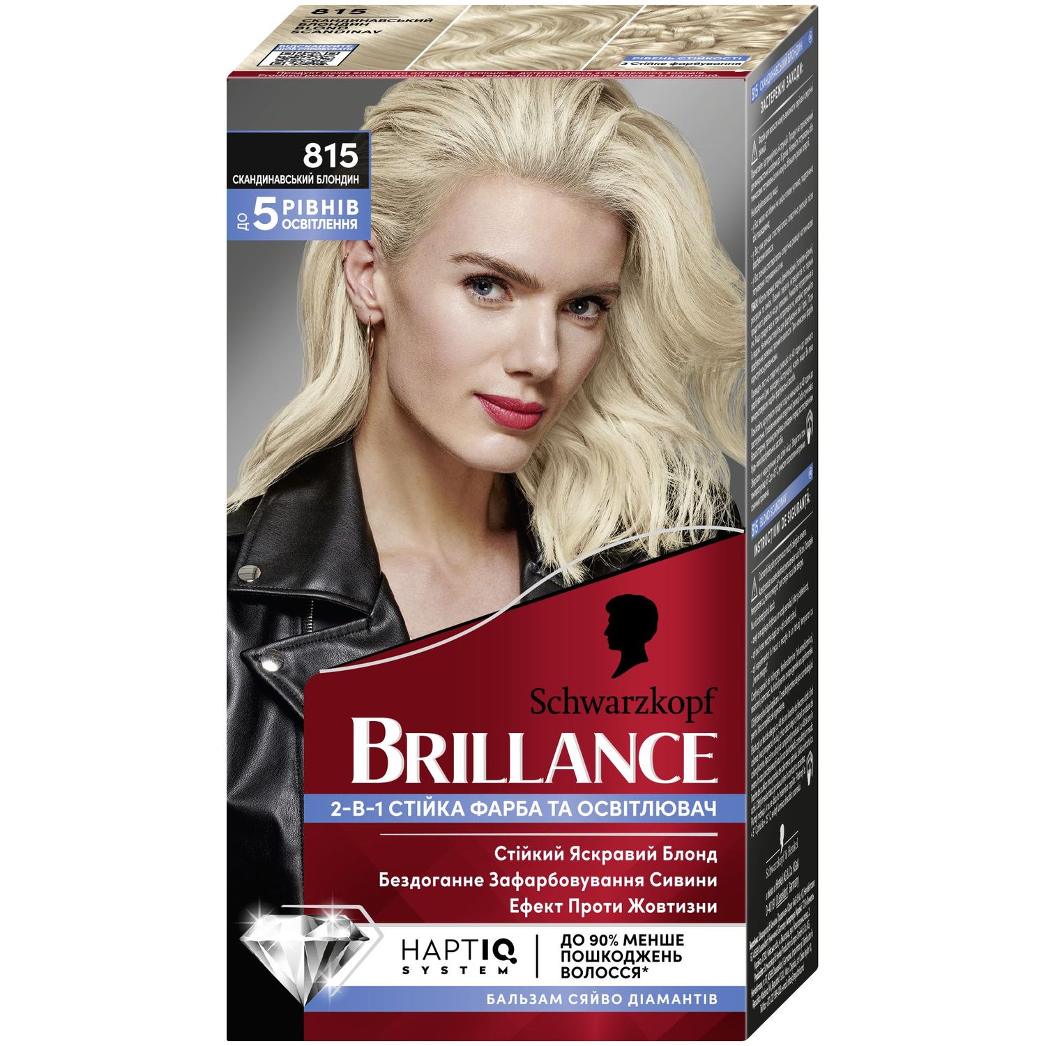 Стойкая крем-краска для волос Schwarzkopf Brillance, тон 815 (Скандинавский блондин), 170 мл - фото 1