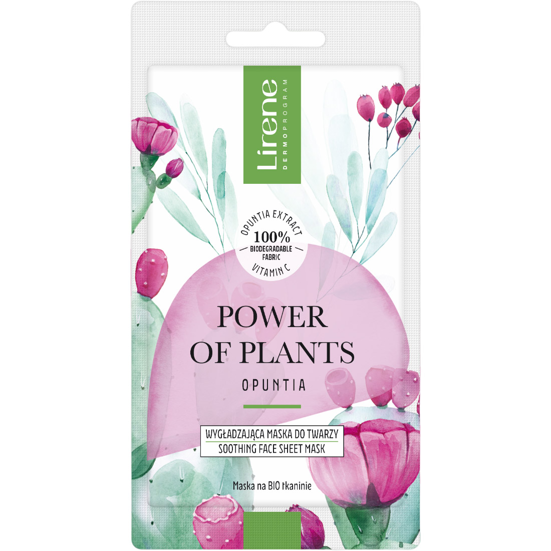 Маска для обличчя Lirene Power Of Plants Soothing Face Sheet Mask Opuntia 17 г - фото 1