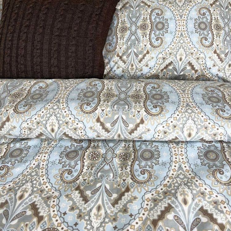 Комплект постельного белья Прованс Небо, поплин, евростандарт, голубой с коричневым (29471) - фото 3