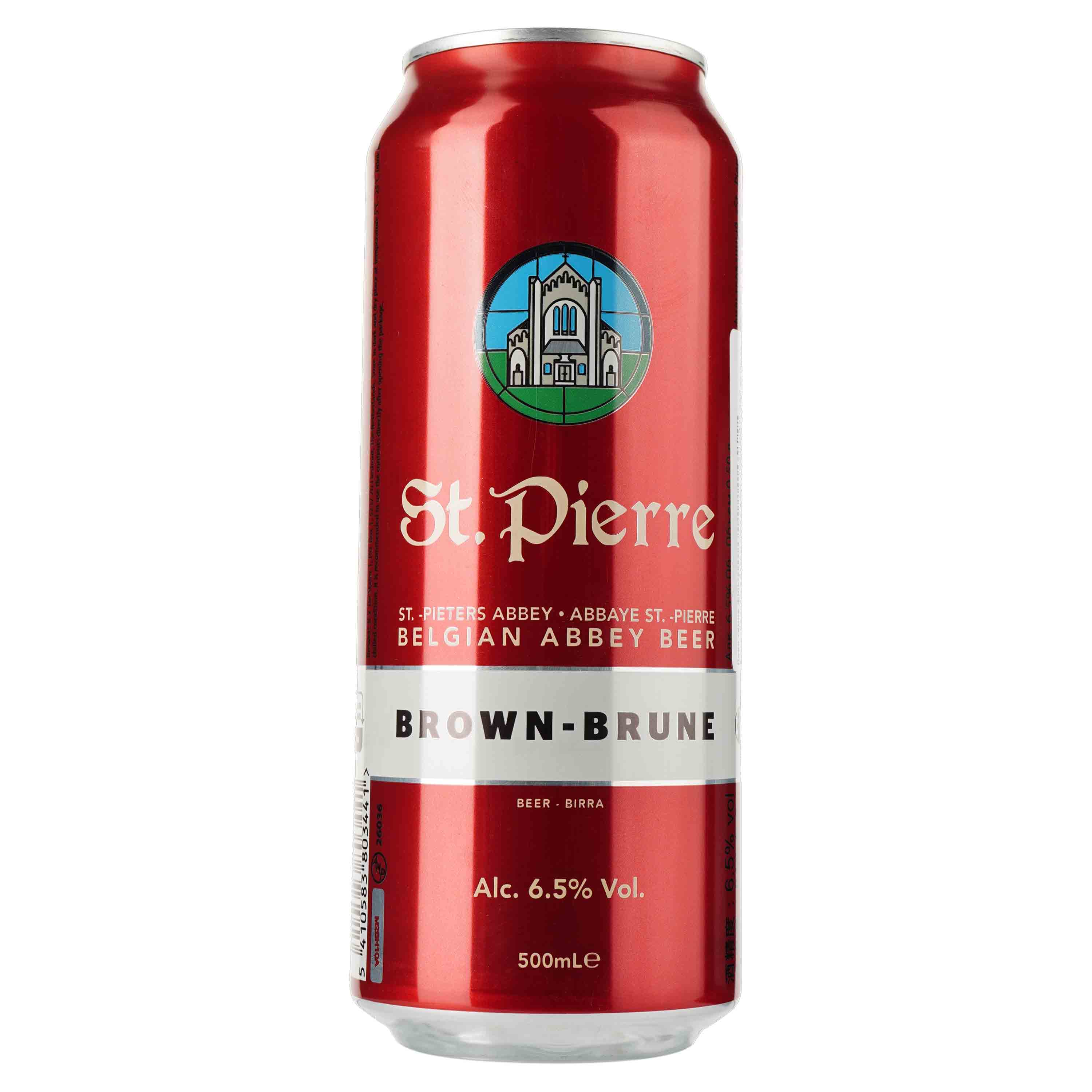 Пиво St.Pierre Brune, темное, ж/б, 6,5%, 0,5 л - фото 1
