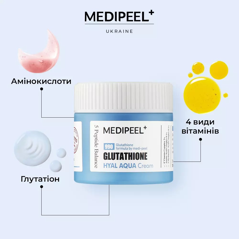 Крем-гель для обличчя Medi-Peel Glutathione Hyal Aqua Cream зволожувальний вітамінний 50 мл - фото 2