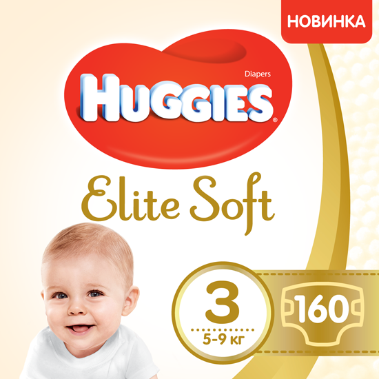 Підгузки Huggies Elite Soft 3 (5-9 кг), 160 шт. - фото 1