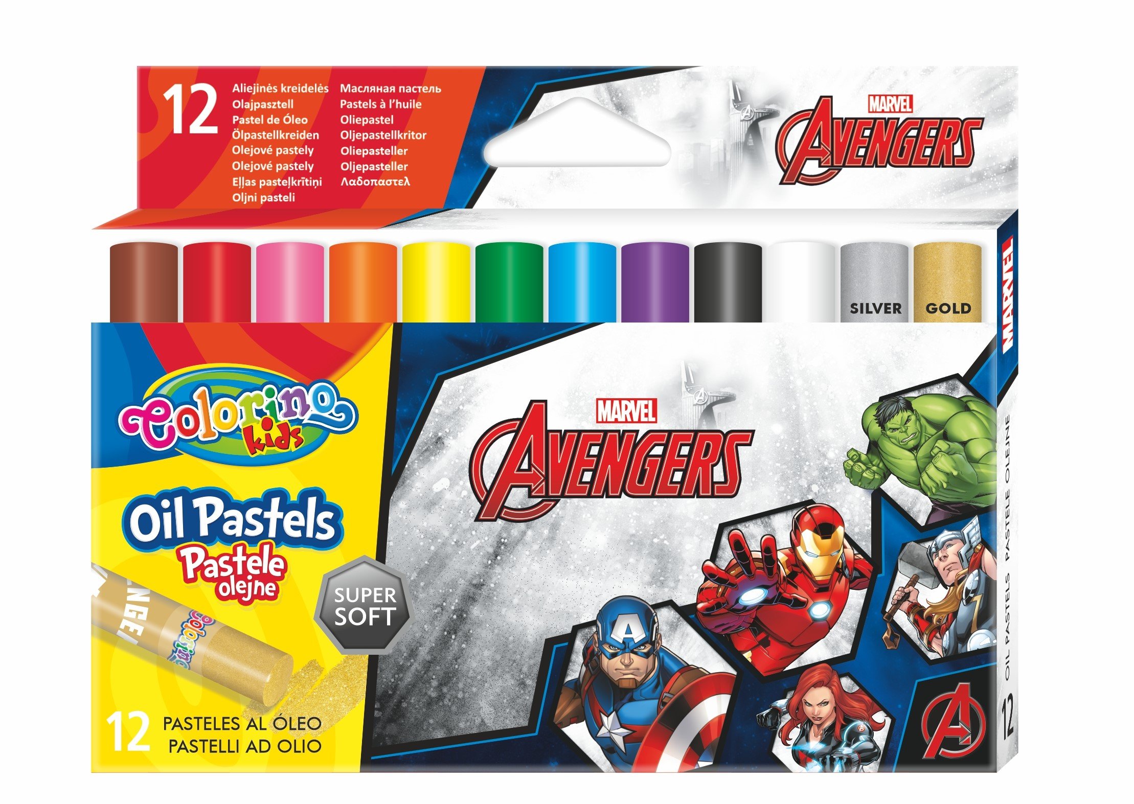 Карандаши пастельные Colorino Disney Avengers, на масляной основе, 12 шт. (91505PTR) - фото 1