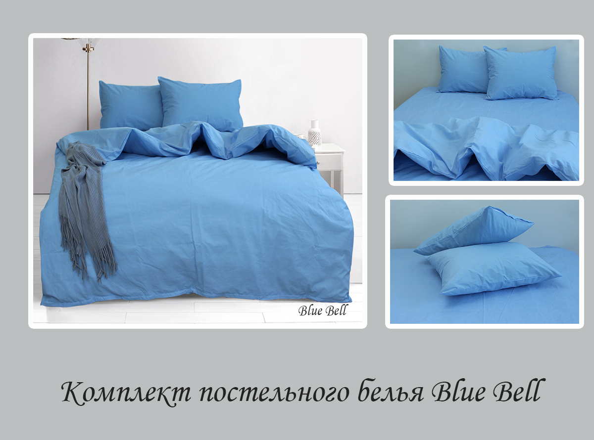 Комплект постельного белья TAG Tekstil Евро Голубой 000163408 (Blue Bell) - фото 4