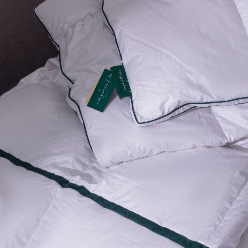 Одеяло пуховое MirSon Imperial Style, зимнее, 205х140 см, белое с зеленым кантом - фото 9