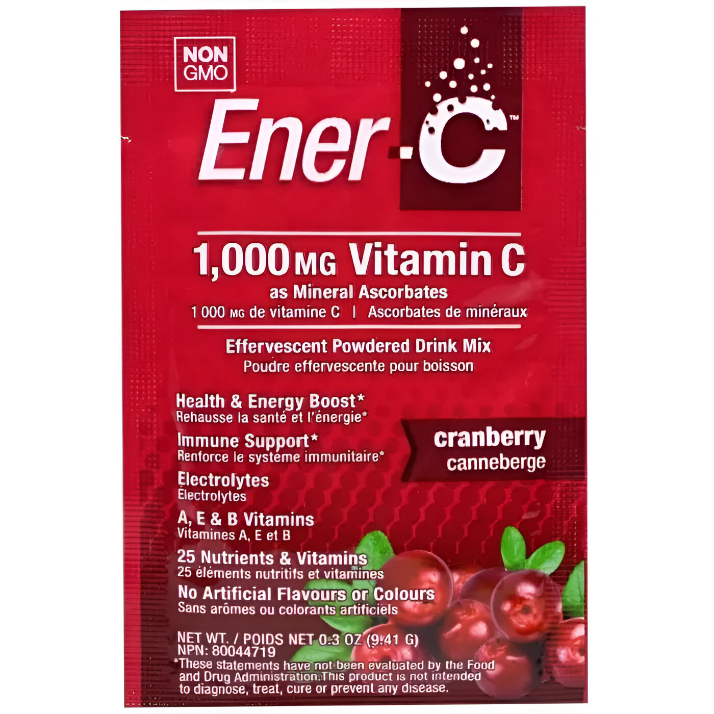 Витаминный напиток Ener-C Vitamin C для повышения иммунитета со вкусом клюквы 30 пакетиков - фото 1