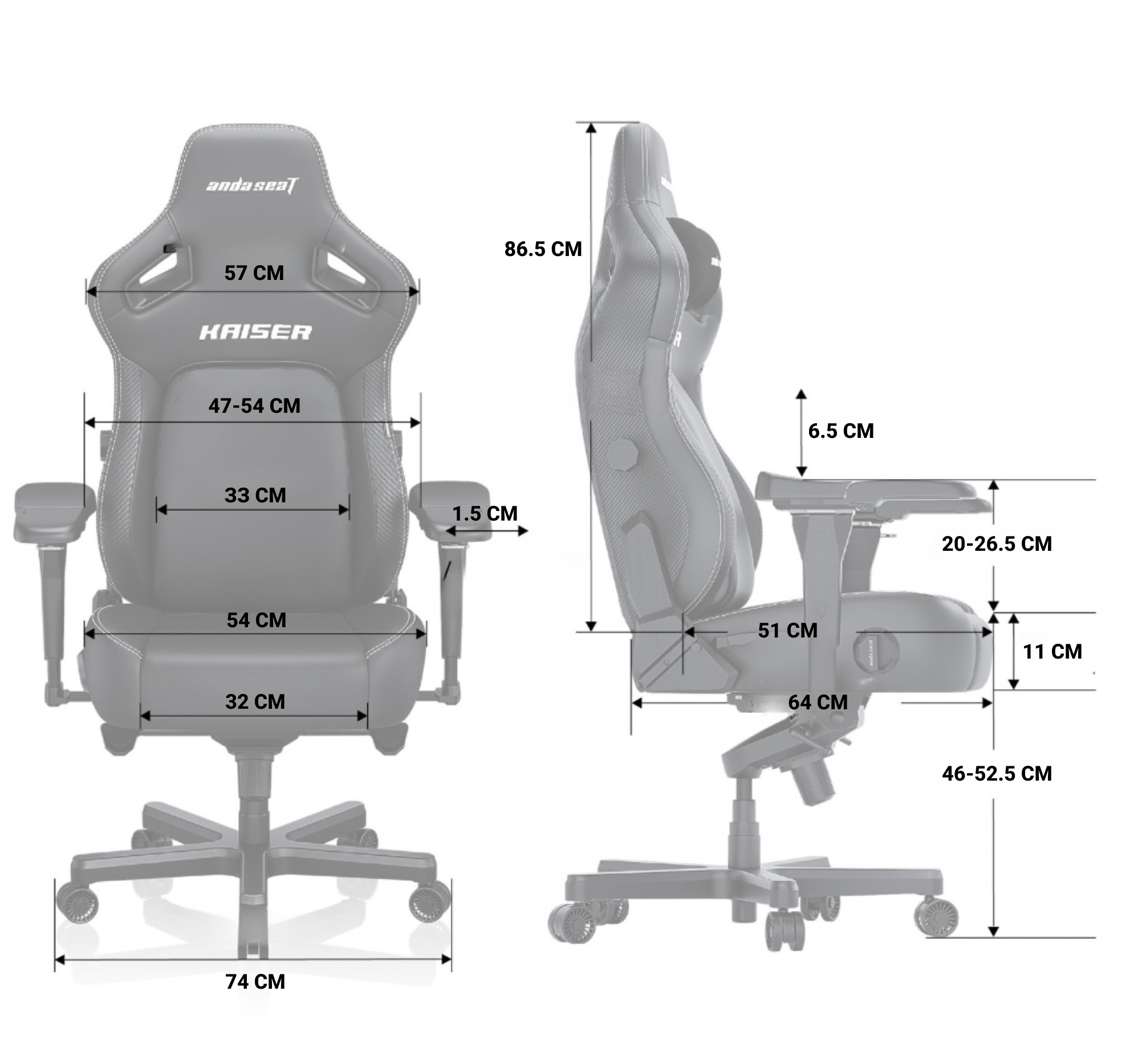 Кресло игровое Anda Seat Kaiser 4 Size XL White Premium PVC (AD12YDDC-XLL-20-W-PV/C) - фото 20