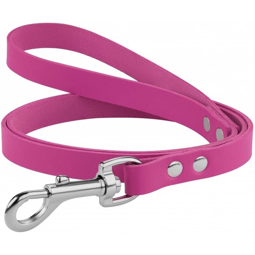 Повідець для собак BronzeDog Barksi Premium шкіряний L 122х1.6 см рожевий - фото 1