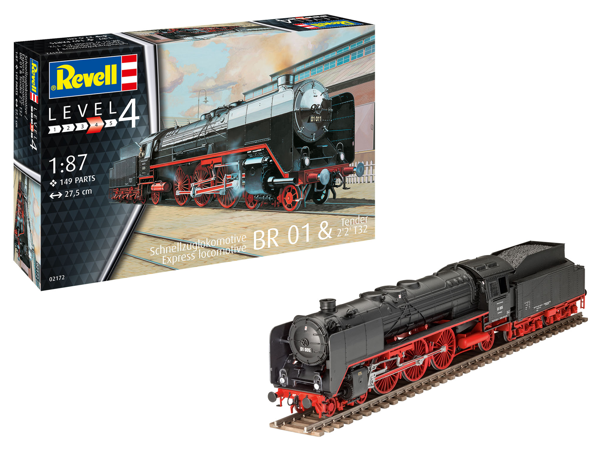 Сборная модель Revell Экспресс локомотив BR01 с тендером 2'2 T32 масштаб 1:87, 149 деталей (RVL-02172) - фото 2