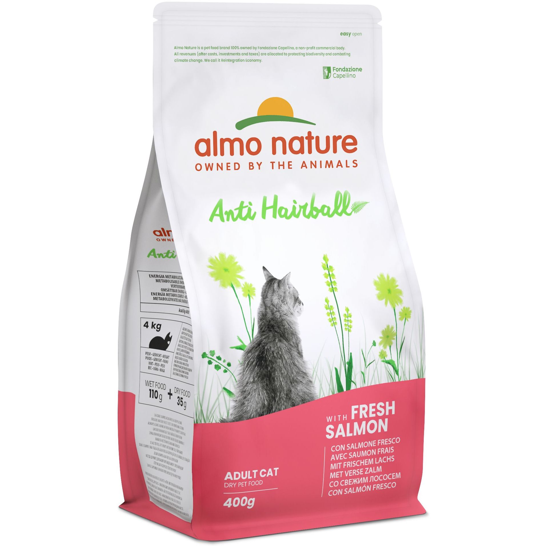 Уценка. Сухой корм для кошек Almo Nature Holistic Cat для выведения шерсти со свежим лососем 400 г (662). Срок годности до 31.01.2025 - фото 1