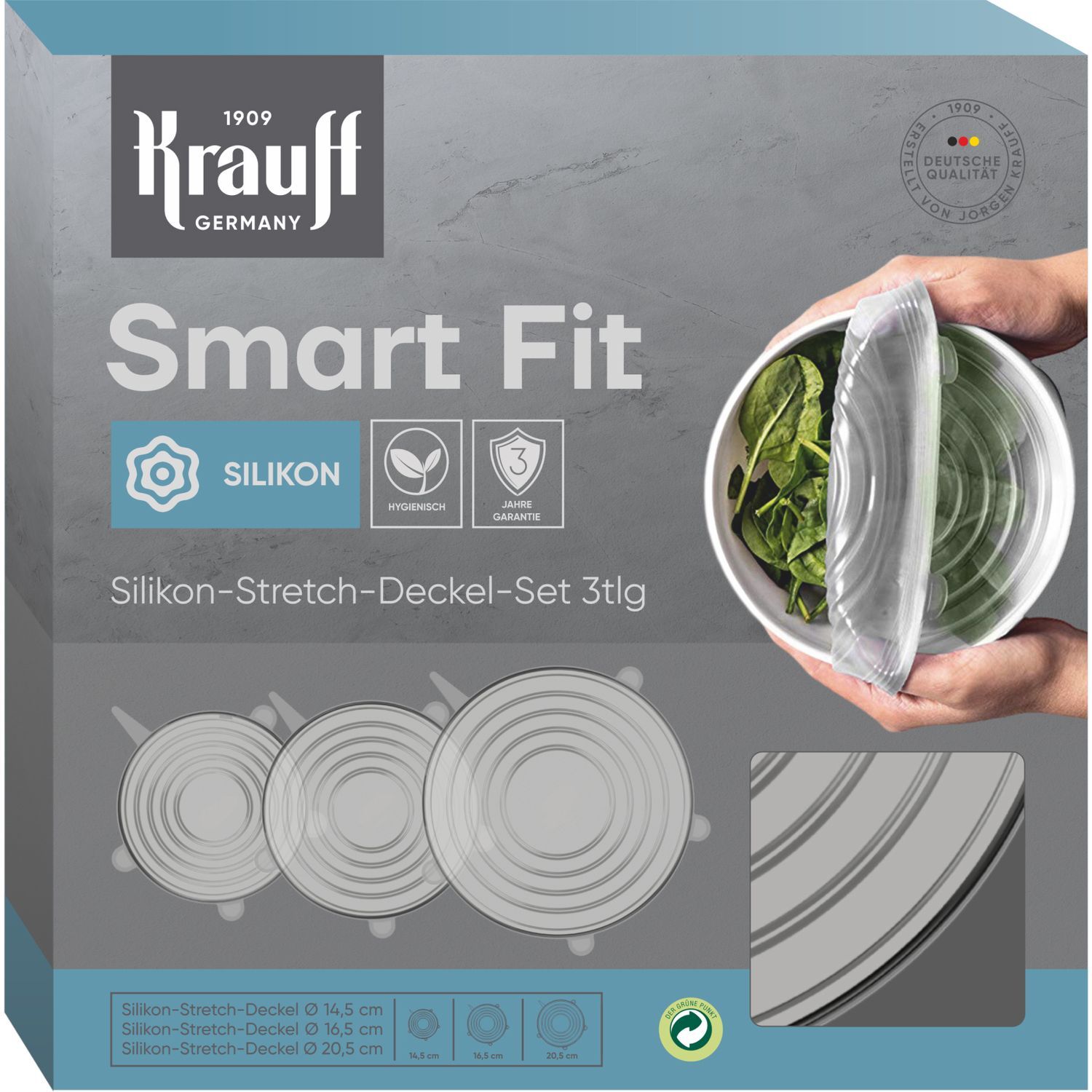 Набір багаторазових силіконових кришок Krauff Smart Fit 3 шт. (29-298-044) - фото 2