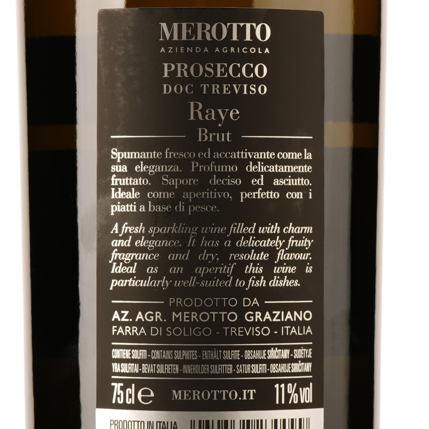 Вино игристое Merotto Raye Prosecco Brut, белое, брют, DOC, 11%, 0,75 л (40411) - фото 3