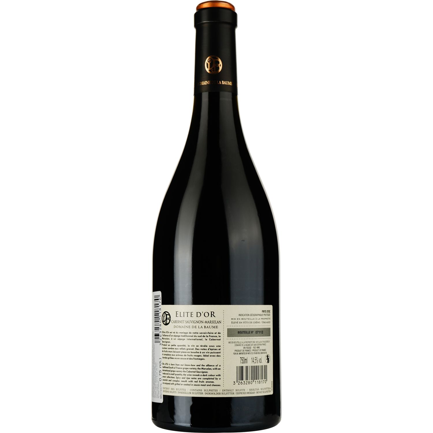 Вино Domaine De La Baume Elite d'Or Cabernet Sauvignon - Marselan 2021 IGP Pays d'Oc червоне сухе 0.75 л - фото 2