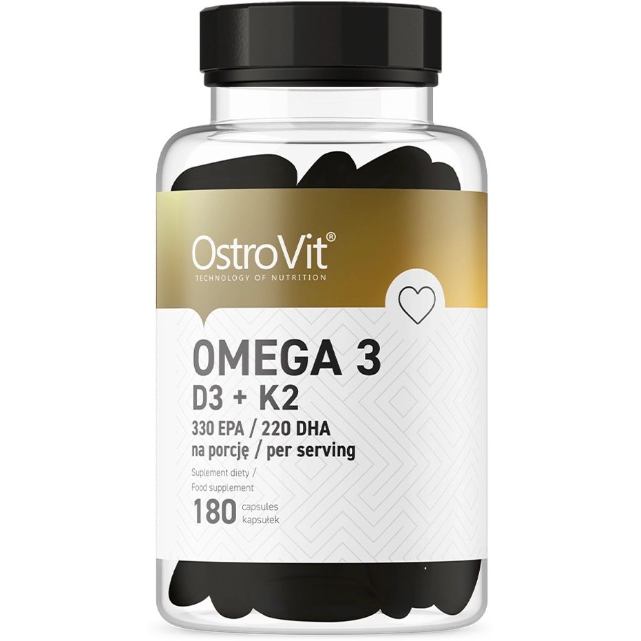 Жирные кислоты OstroVit Omega 3 D3+K2 180 капсул - фото 1