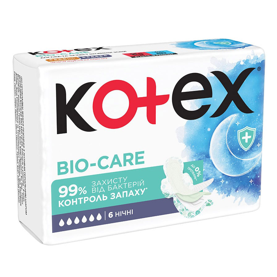 Гигиенические прокладки Kotex Bio Care Night 6 шт. - фото 1