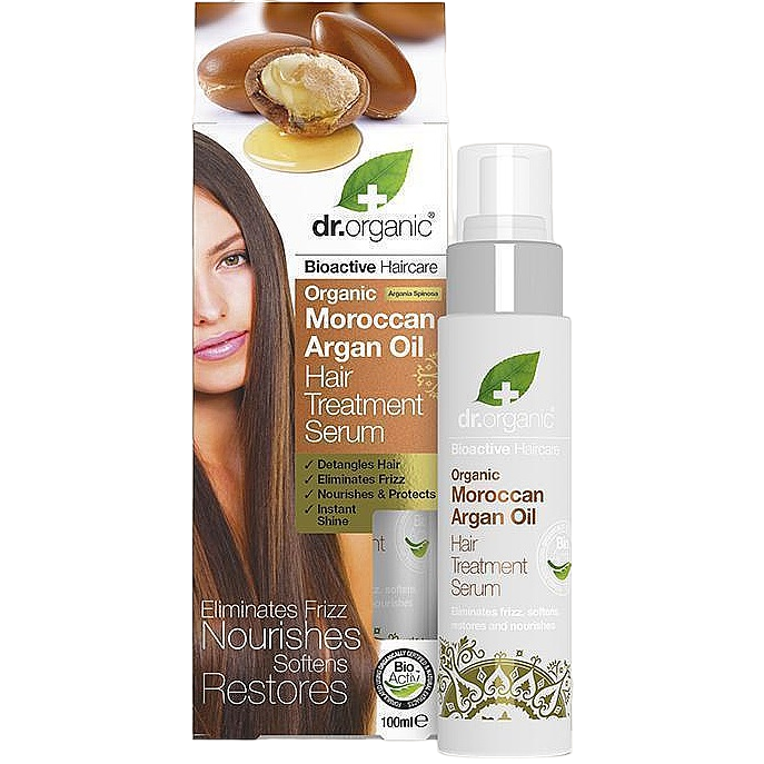 Сыворотка для волос с марокканским аргановым маслом Dr. Organic Bioactive Haircare Moroccan Argan Oil Hair Treatment Serum 100 мл - фото 1