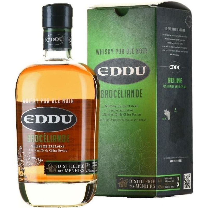 Віскі Eddu Broceliande Pur Blе Noir Whiskey de Bretagne, 43%, 0.7 л, у коробці - фото 1