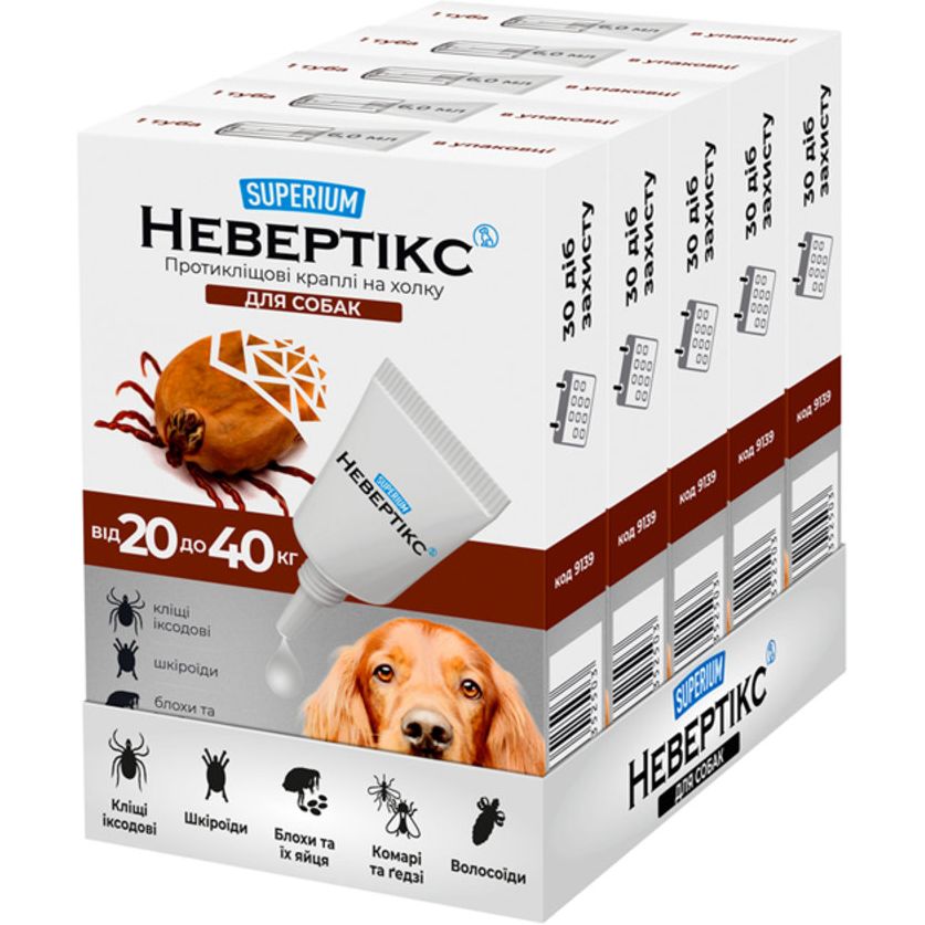 Протикліщові краплі на холку для собак Superium Невертікс, 20-40 кг - фото 2