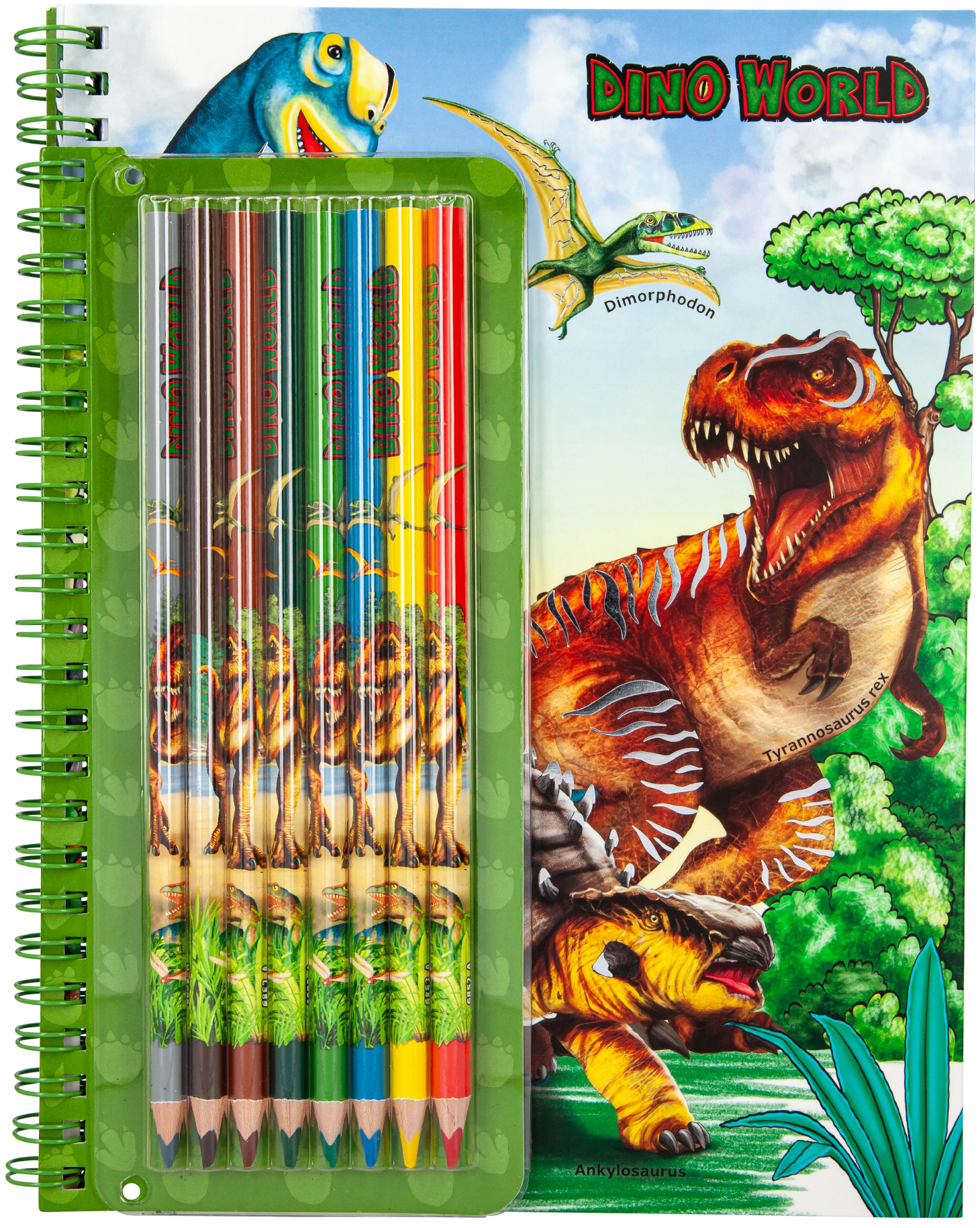 Альбом для розфарбовування Motto A/S Dino World з кольоровими олівцями (46852) - фото 1