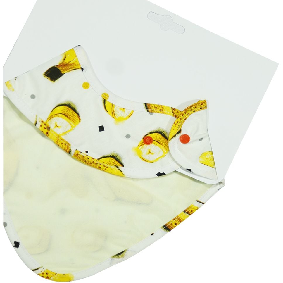 Непромокаючий слинявчик-бандана Еко Пупс Eco Cotton Банани, 30х21 см, жовтий з білим (BEC-017) - фото 3