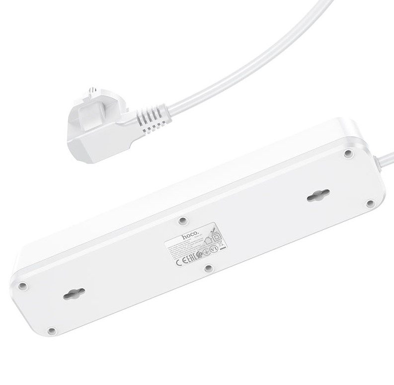 Мережевий фільтр подовжувач Hoco NS-1 4000W 4 розетки Type-C PD20W + 2 USB 18W White - фото 3