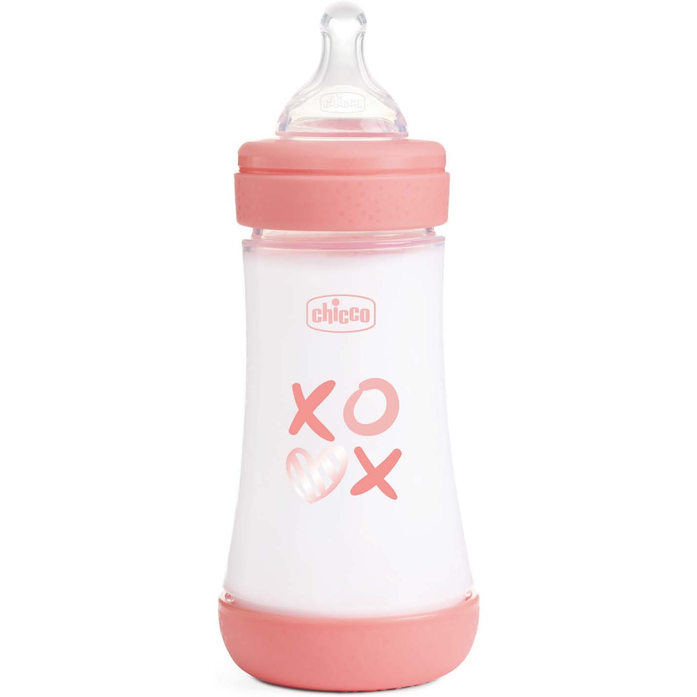 Бутылка для кормления Chicco Perfect 5 Love с силиконовой соской 240 мл розовая (20223.11.40) - фото 1