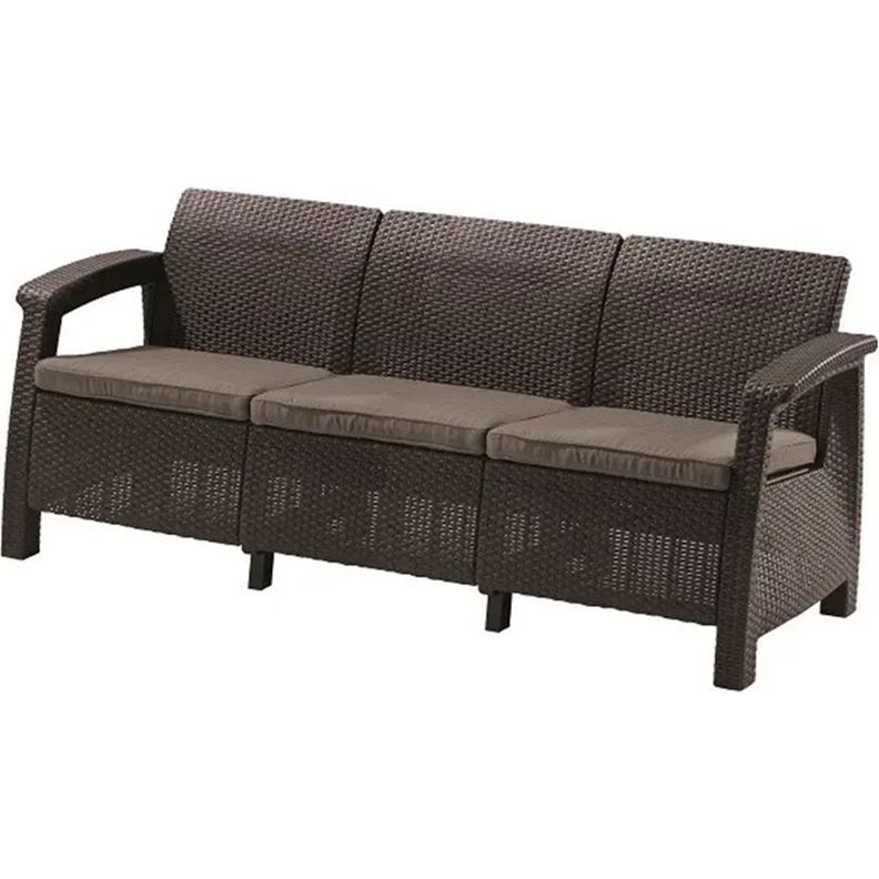 Софа садовая пластиковая Allibert Corfu love seat max коричневая (912059900) - фото 1