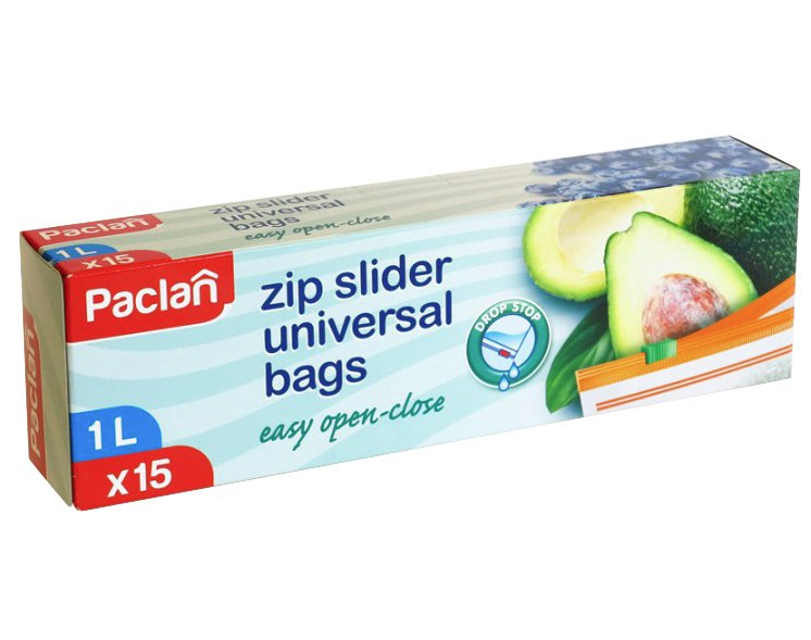 Пакети з застібкою-замком для зберігання і заморозки Paclan, 1 л, 15 шт. - фото 1