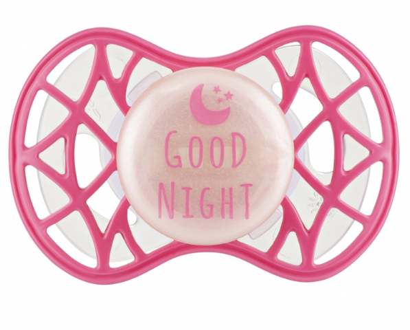 Силиконовая ортодонтическая пустышка Nuvita Air55 Cool Good Night, светится в темноте, 6-12 мес., розовый (NV7084GM) - фото 1