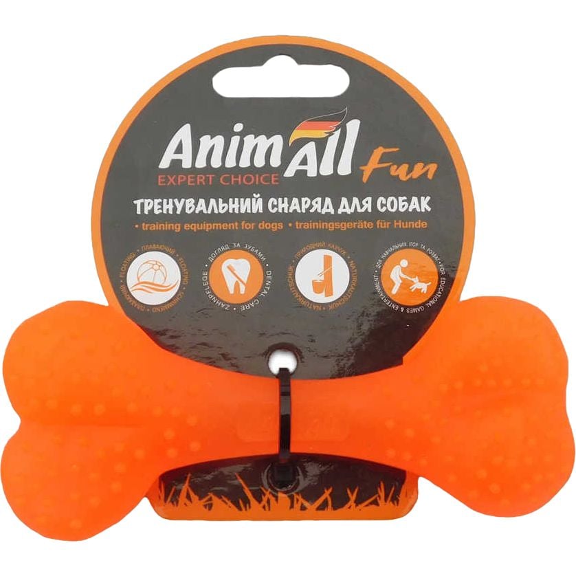 Іграшка для собак AnimAll Fun AGrizZzly Кістка помаранчева 12 см - фото 1