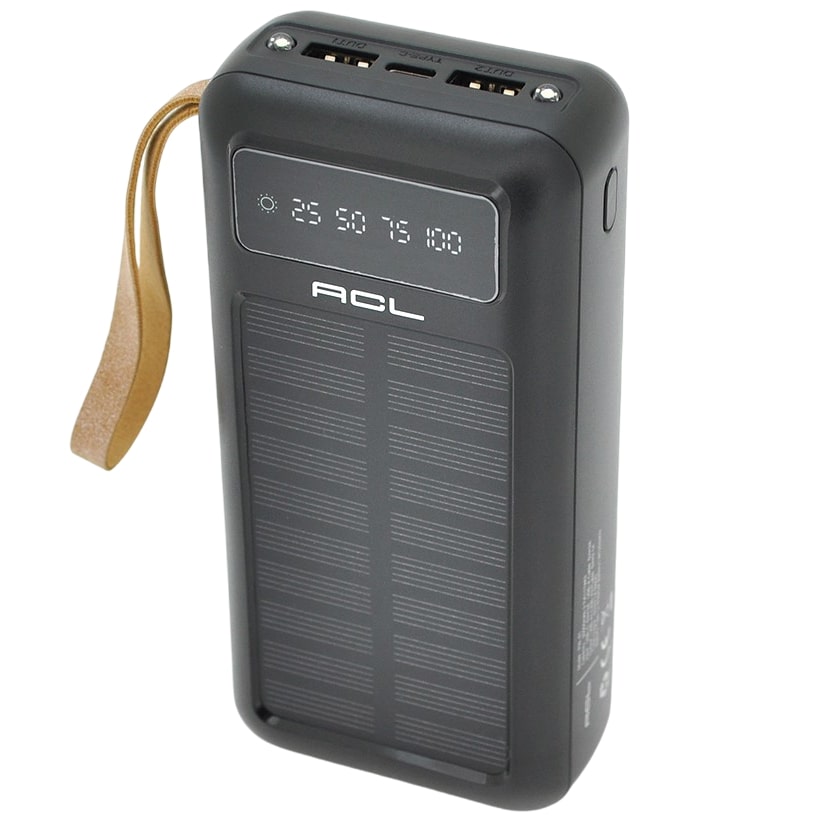 Повербанк Powerbank ACL PW61 30000mAh Solar Type-C/Lighting/Micro-USB Black - фото 1