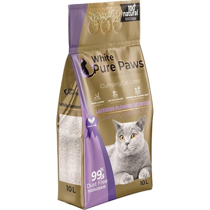 Наполнитель для кошачьего туалета Pure Paws White с ароматом цветов Лаванды 10 л. - фото 1