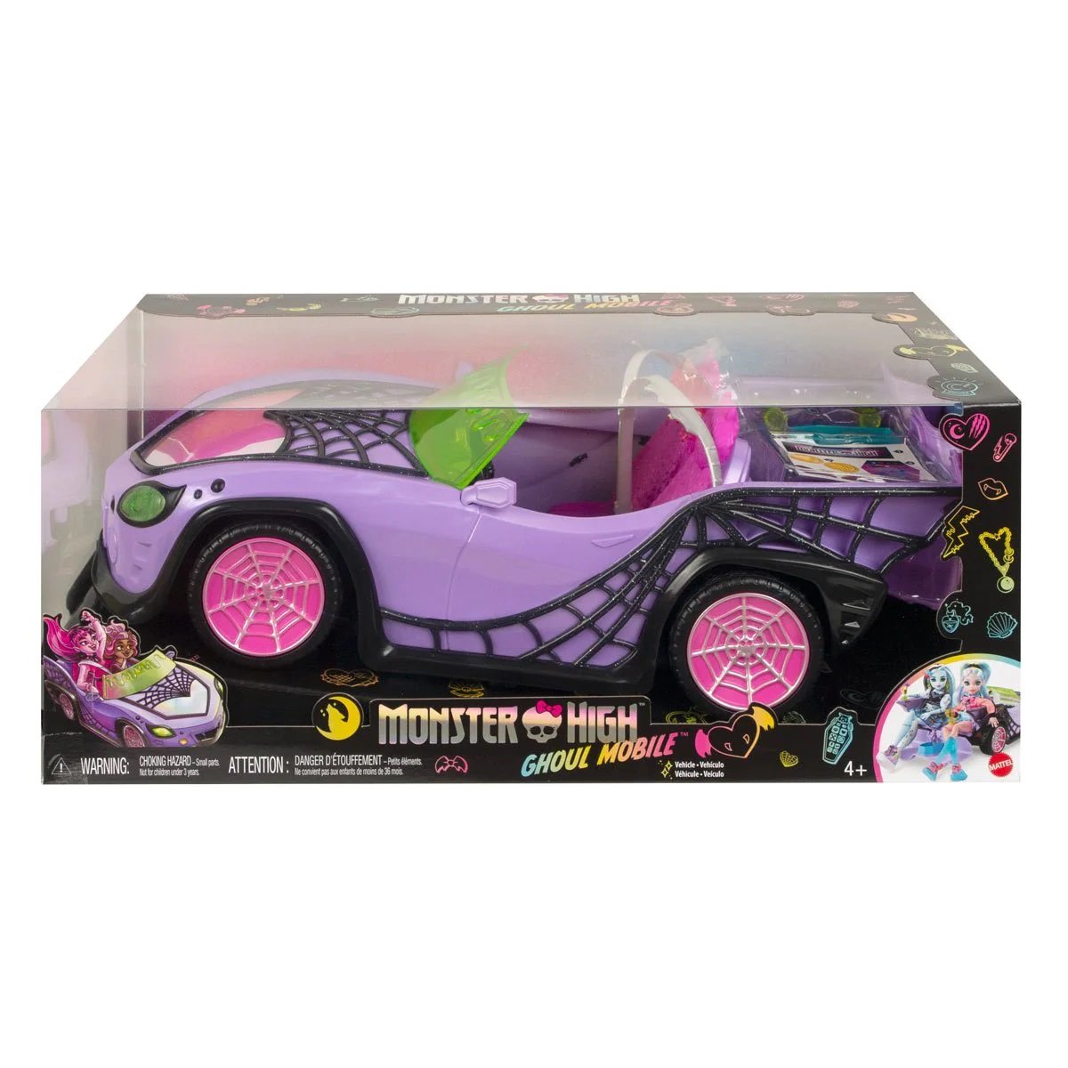 Коллекционная модель машинки монстро-мобиль Monster High с аксессуарами фиолетовая (HHK63) - фото 7
